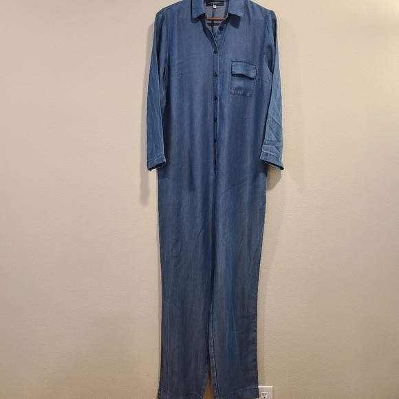 Pietro Brunelli Chambray Maternity Long Sleeve Jumpsuit - Picture 1 of 7